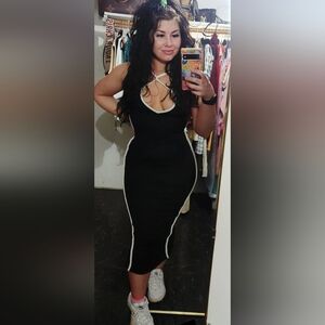 Fashion Nova Black Dress with White Accents